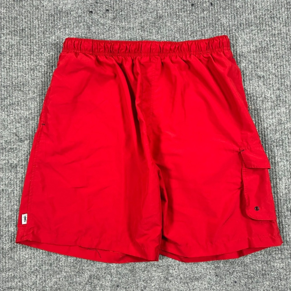 Iguana Sportswear Red Swim Trunks Mens 2XL Mesh Lined Cargo Pocket Board Shorts